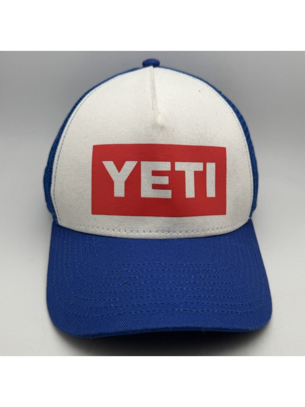 YETI Built For The Wild Trucker Hat White Blue Red Snapback Adjustable Cap